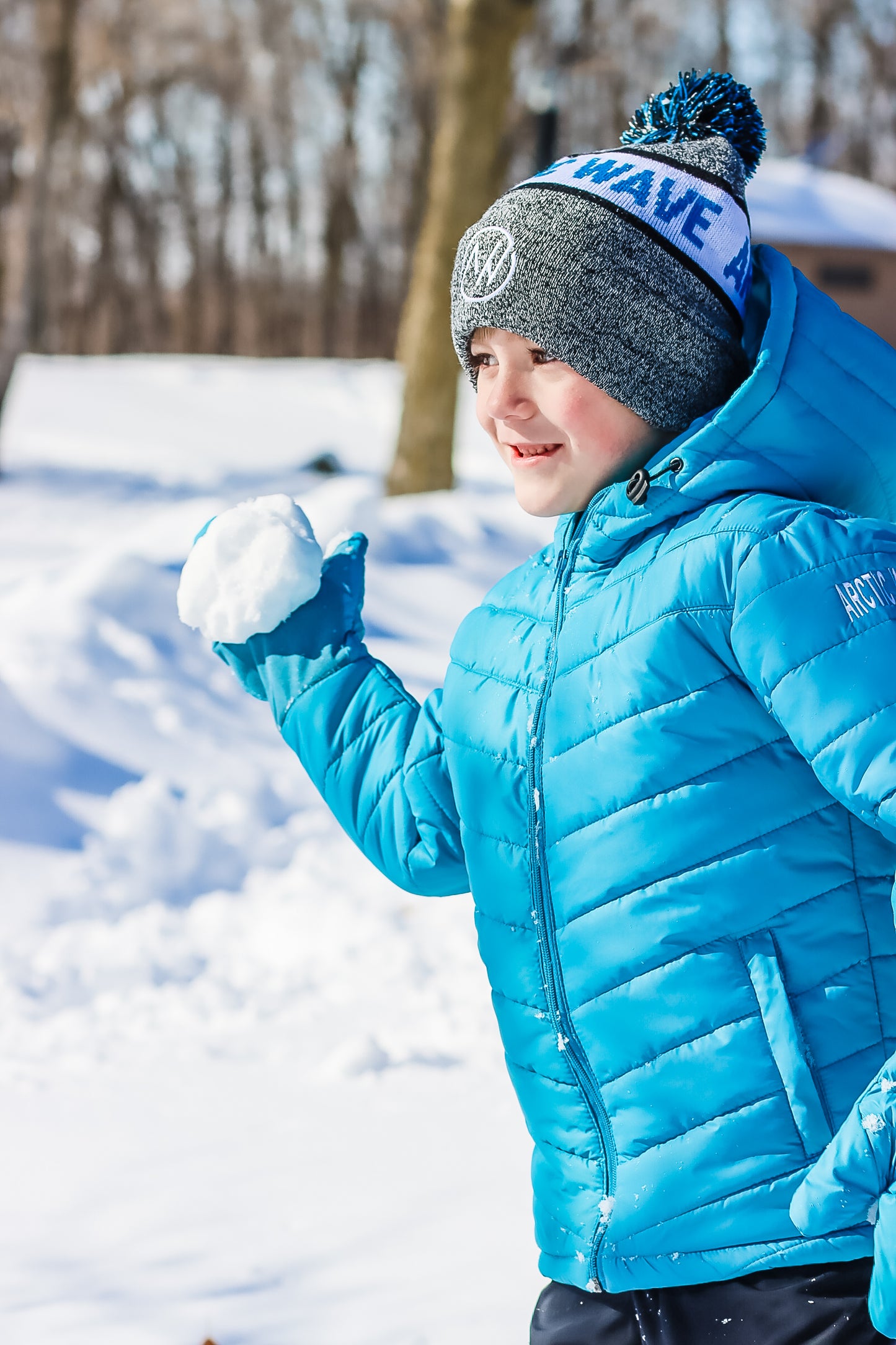 puffer coat, winter, snow, mittens, gloves, matching hat, built-in gloves, builtin gloves, built-in mittens, builtin mittens, attached gloves, attached mittens, pom hat, winter hat, sale, clearance, spring sale