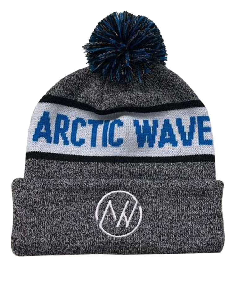 winter hat, pom hat, heathered black, unisex, OSFM, multi-colored pom