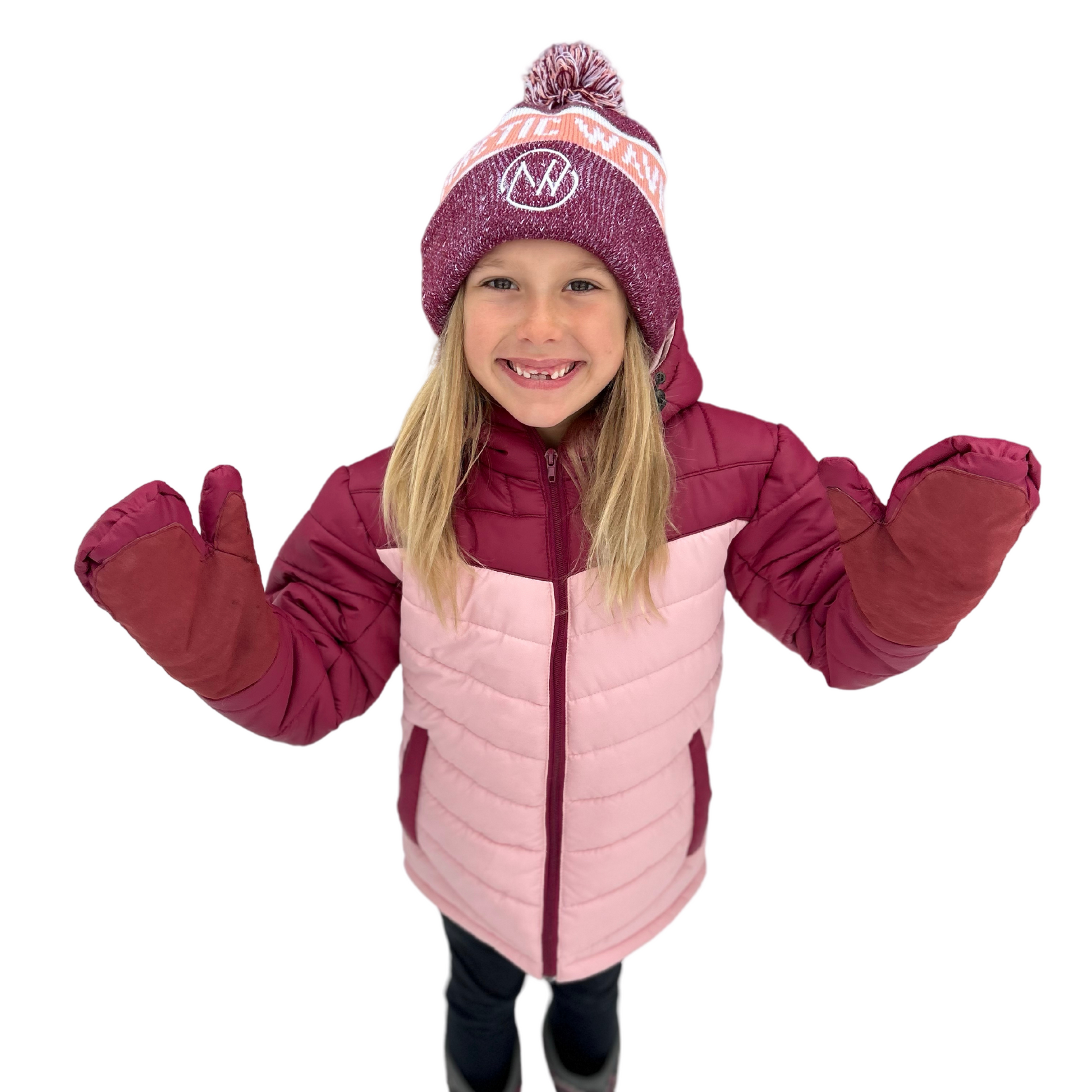 Puffer coat, puffer jacket, children's winter coat, attached mittens, attached gloves, built-in mittens, builtin mittens, built in mittens, built-in gloves, builtin gloves, built in gloves, adaptive coat, special needs coat, unisex, fleece lining, recycled shell, rpet, warm, zip up jacket, unisex, fleece lining, warm coat, recycled shell, rpet, girls winter coat, girls puffer jacket, best kids jackets, jacket with attached gloves, sale, clearance, spring sale