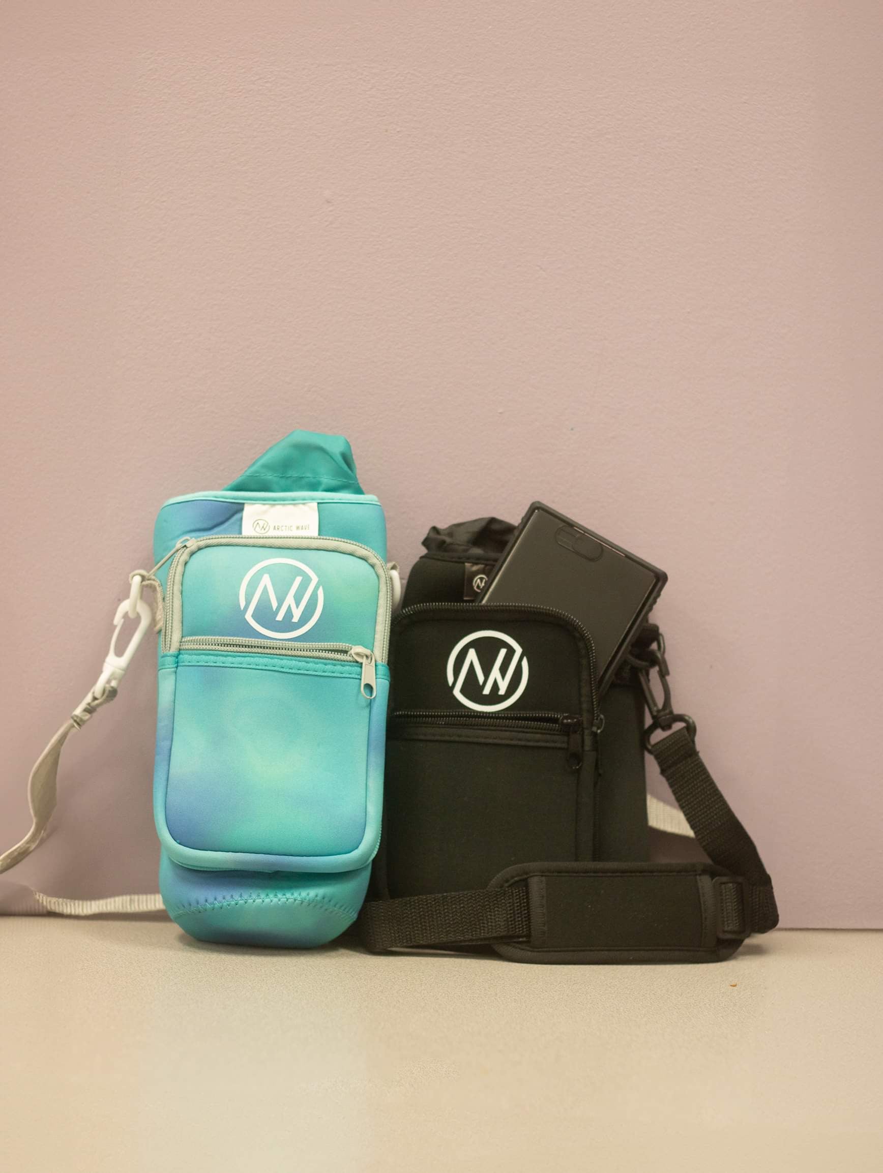 Water Bottle Cell Phone Carrier Bag with a Shoulder Strap